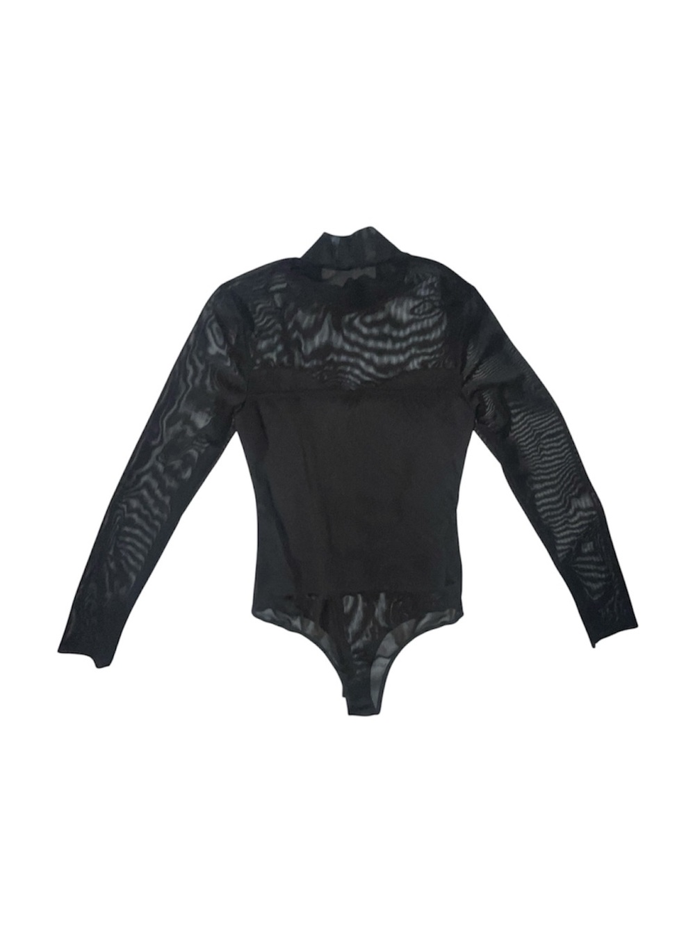 Shinestar Mock Neck Sheer Bustier Bodysuit Longsleeve Black Size Small